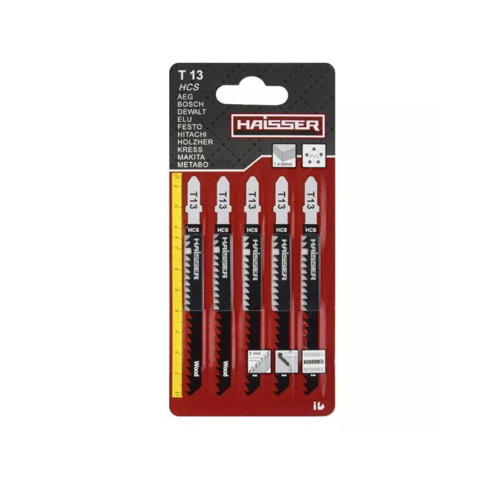 Пилочне полотно HAISSER T13 - н-р 5 шт, 75 мм, тверда, м"яка деревина, фанера ДВП, ДСП чистий пропи