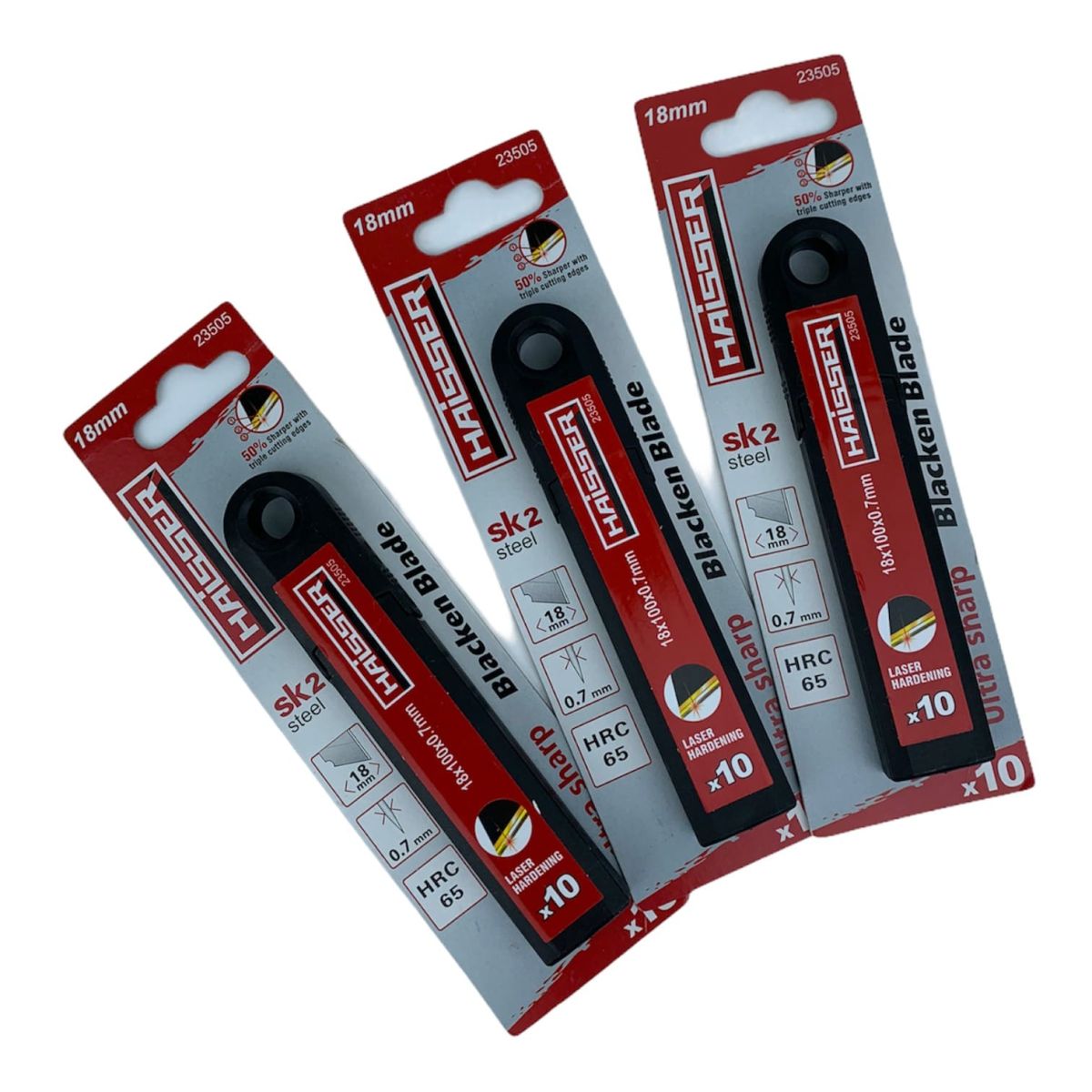 Леза сегментовані чорні 10 шт, 18х0,7х100мм , SК2, HAISSER