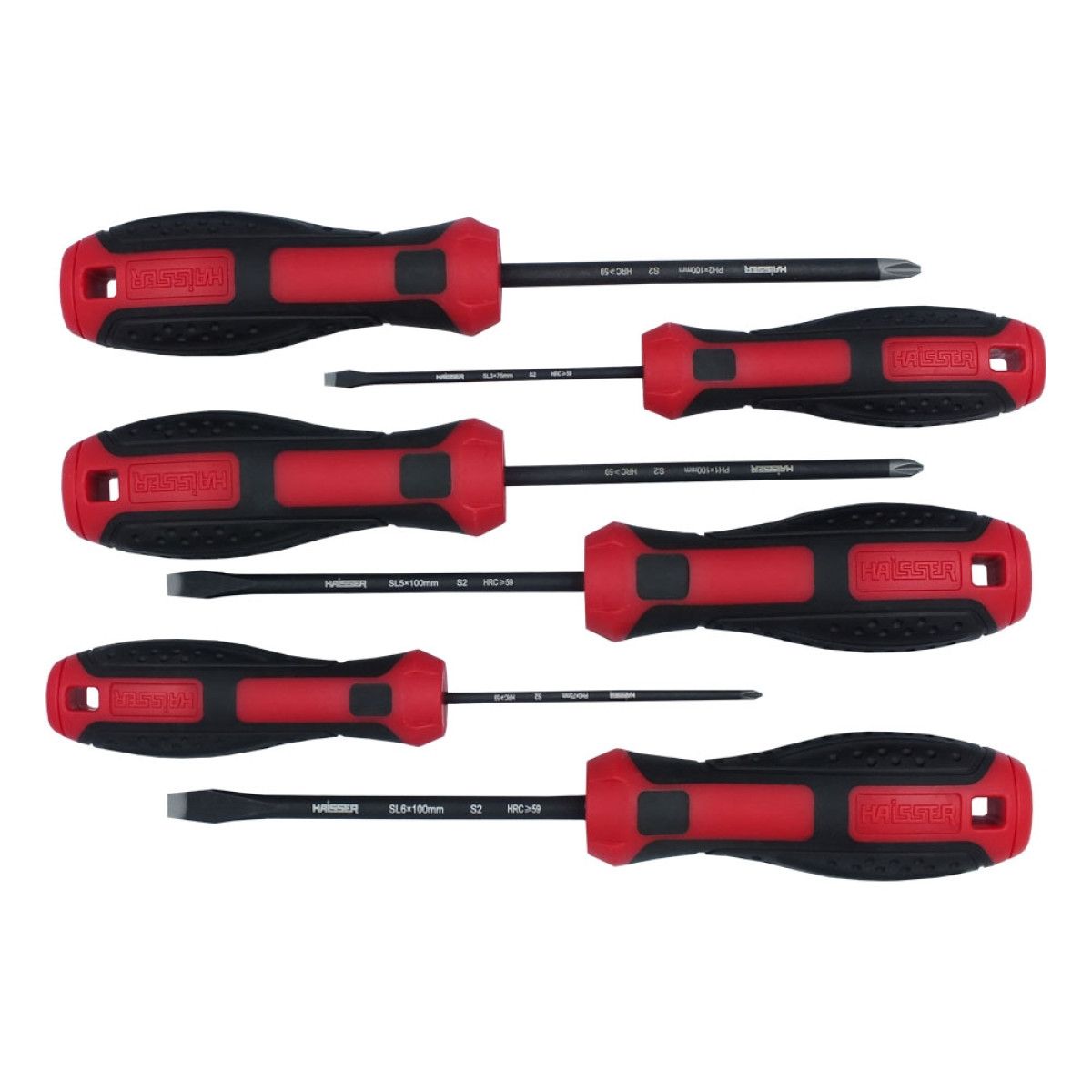 Набір викруток 6 шт (PH0*75, PH1*100, PH2*100, SL3*75, SL5*100, SL6*100) HAISSER