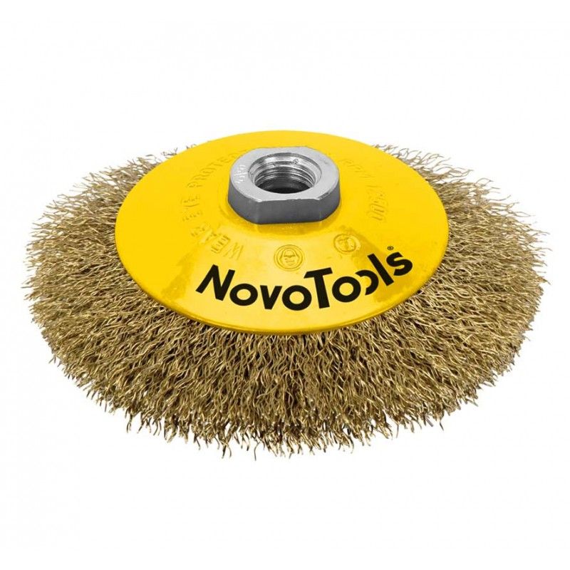 Щітка конусна NovoTools, гофр. латунь, 125мм