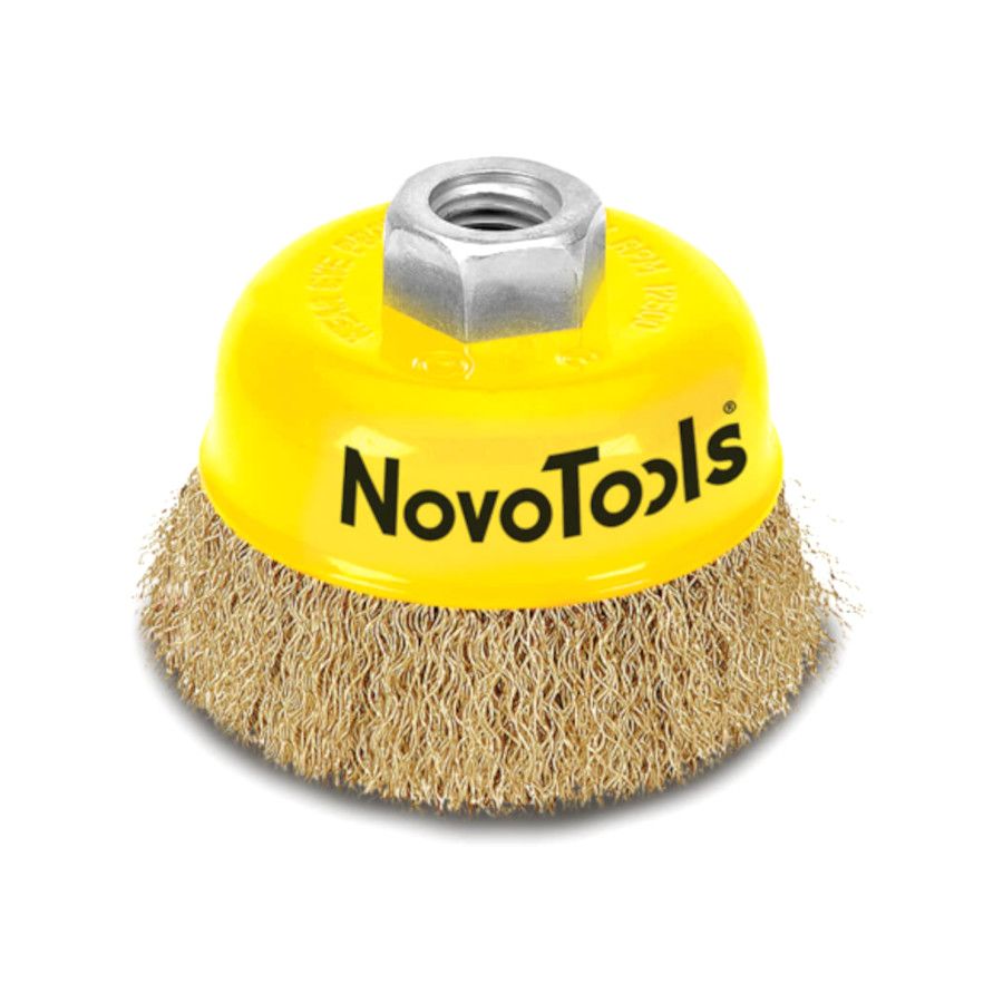 Щітка торцева NovoTools, гофр. латунь, 75мм