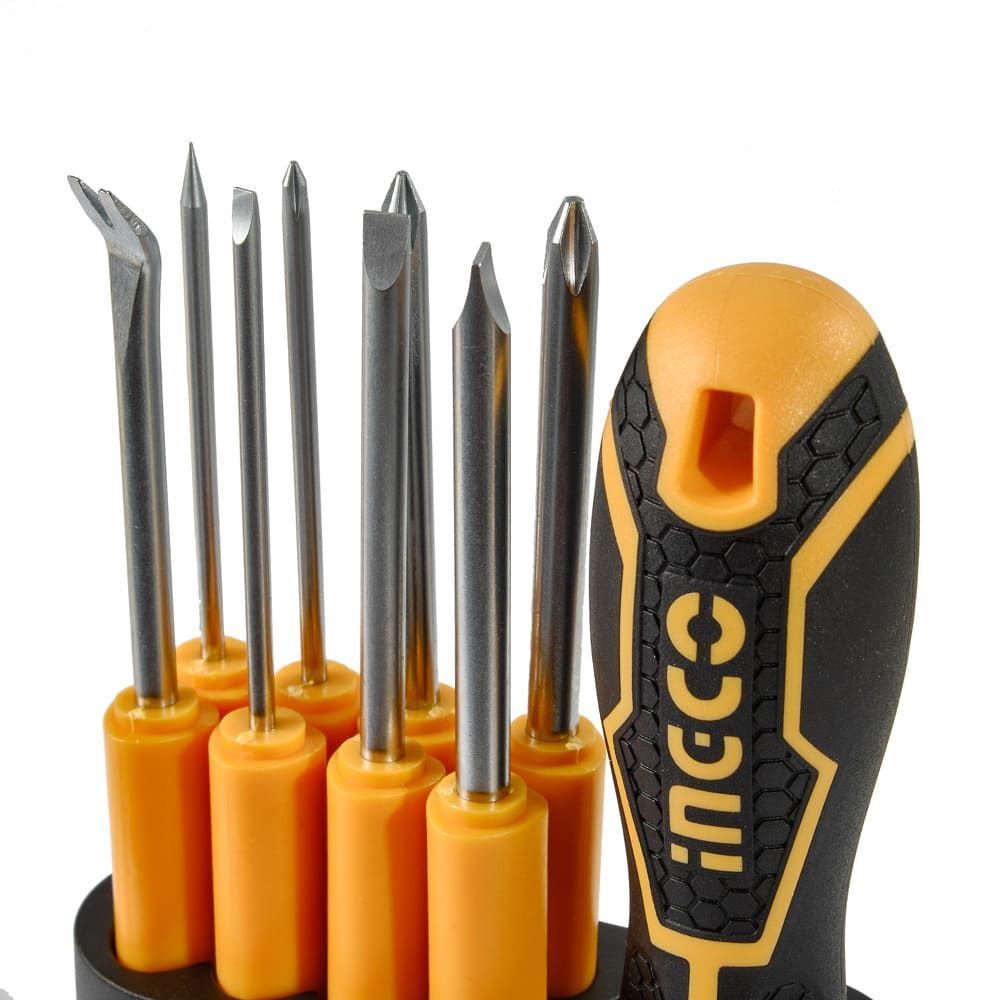 Отвертка с сменными насадками 10 шт INGCO