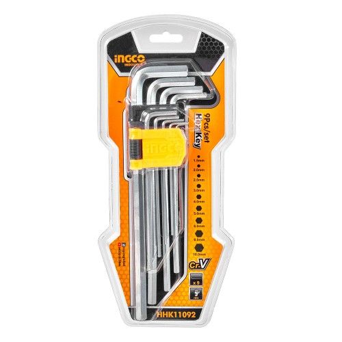 Набор длинных шестигранных ключей 9 шт. 1,5–10 мм INGCO