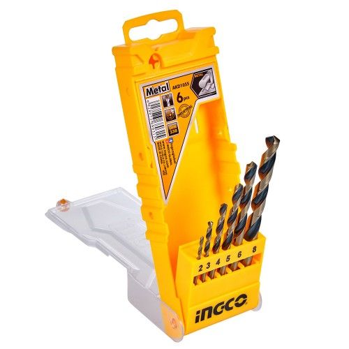 Набір свердл по металу 6 шт. 2–8 мм, коробка INGCO