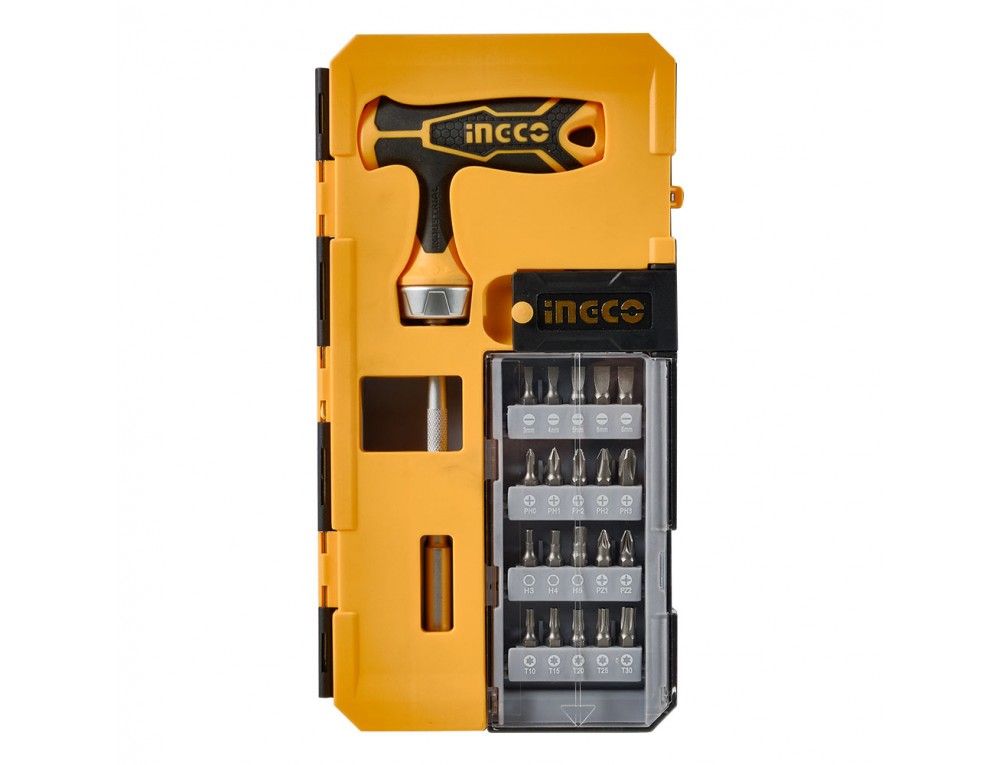 Викрутка Т-подібна з набором насадок і головок 25 шт. INGCO