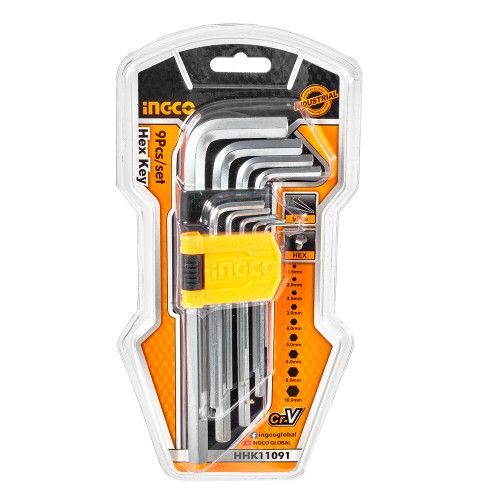 Набор из шестигранных ключей 9 шт. 1,5–10 мм INGCO