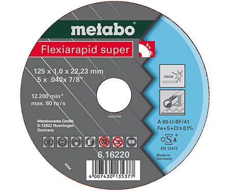 Диск відрізний по нержавіючій сталі Metabo Flexiarapid Super Inox HydroResist 230x1,9х22,2 мм