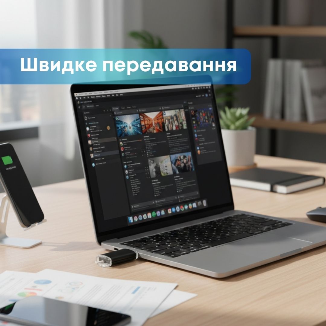 Металлическая USB флешка 16 ГБ черная - быстрый USB 2.0 накопитель для фото и файлов