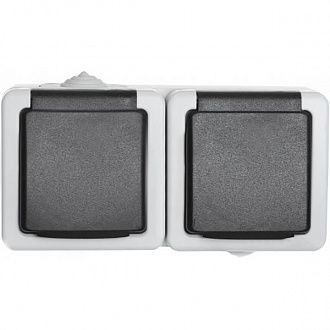 Розетка 2-місна для відкритої установки Титан IP54 із заземленням та кришкою