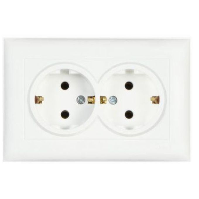 Розетка подвійна з заземленням Almera BATI біла