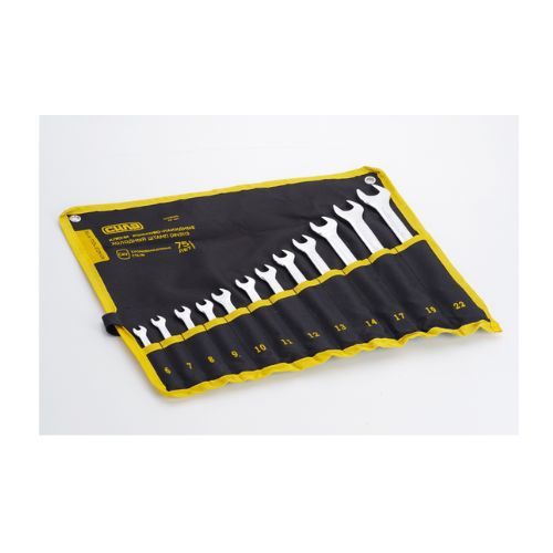 Набір ключів рожково-накидних CrV 6-19, 22мм (15шт) (холодний штамп DIN3113) СИЛА