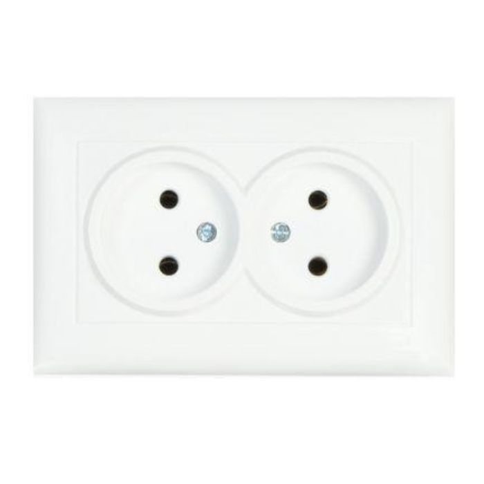 Розетка подвійна без заземлення Almera BATI біла
