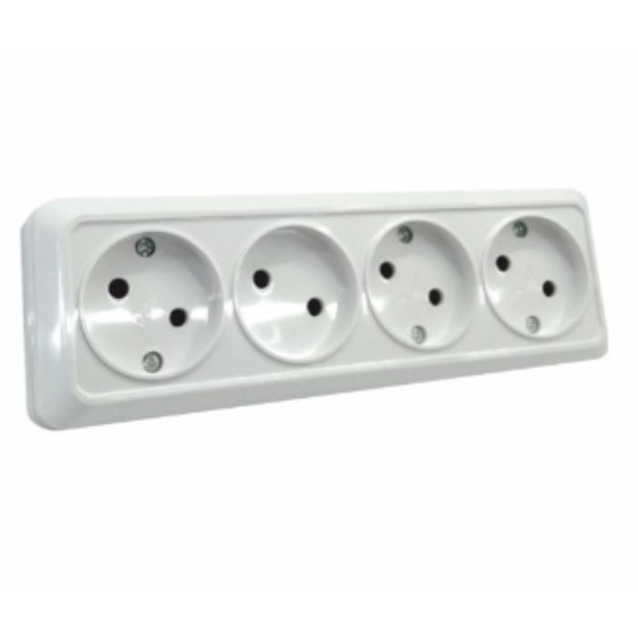 Розетка четверна б/з накладна Титан біла