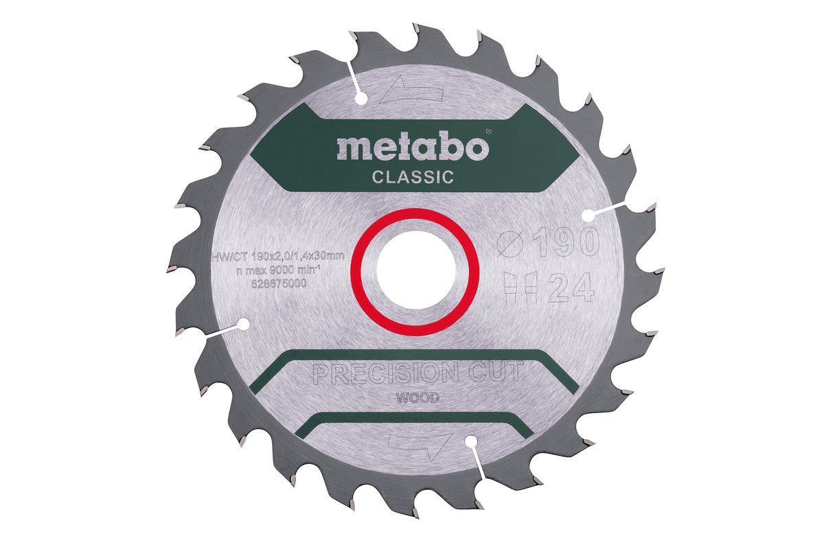 Пилкове полотно Metabo «Precision Cut Wood — Classic», 190x30 Z24 WZ 15°