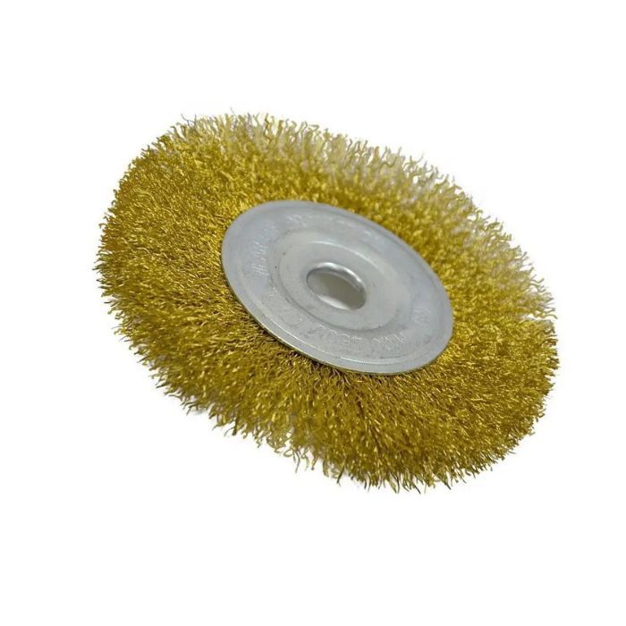 Щетка-крацовка дисковая латунная со шпилькой, 100 мм