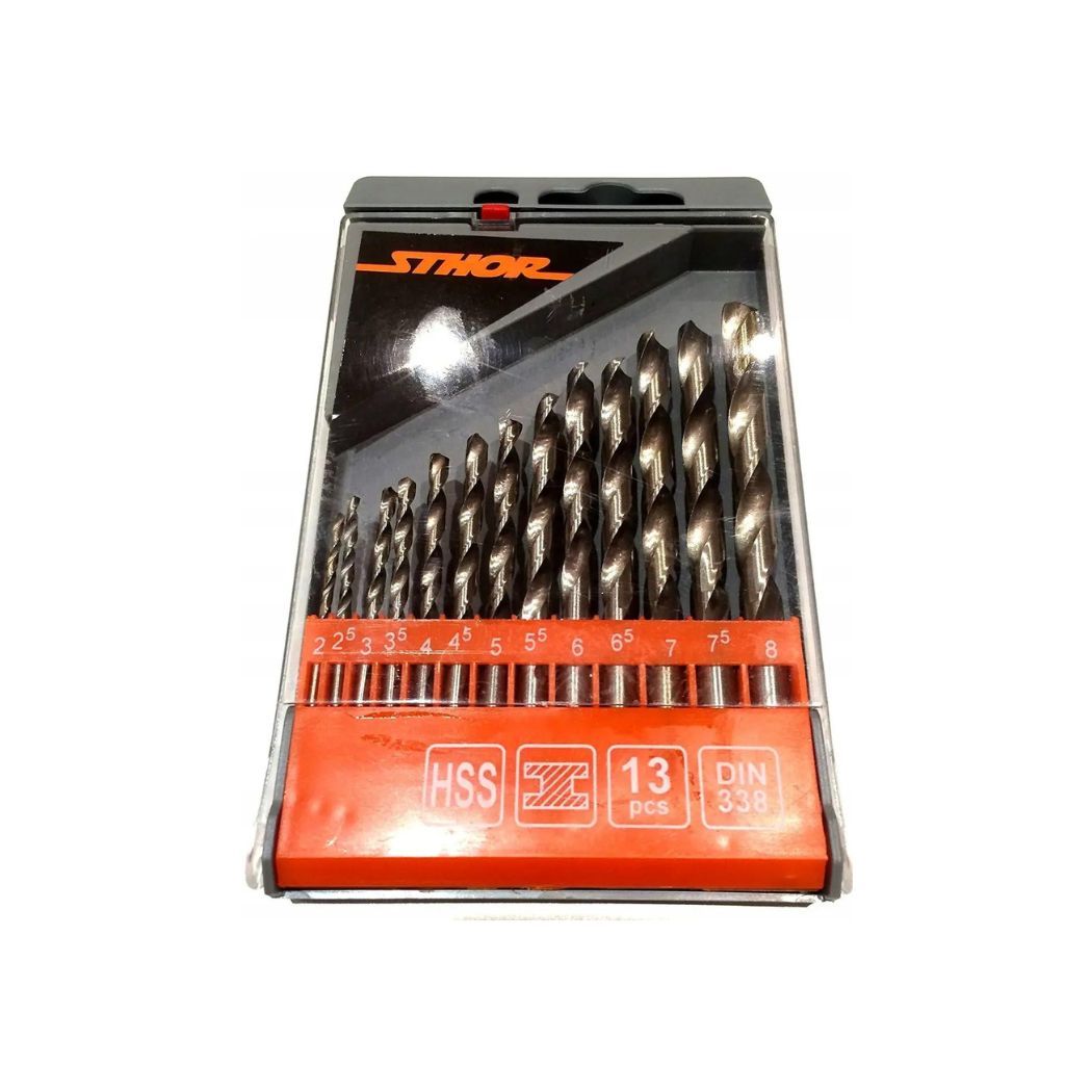 Набір свердл по металу STHOR HSS титан. Ø= 2,0 - 8,0 мм, 13 шт.