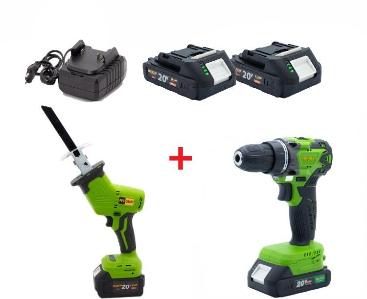 Шурупокрут акумул. ProCraft IND PA-20 BL Un + Шабельна пила ак. ProCraft PSS22 (без АКБ та зар.пр.)
