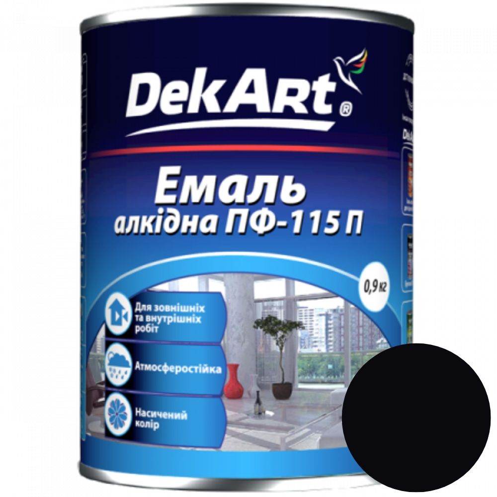 Эмаль алкидная ПФ-115П черная ТМ "DekArt" – 2,8 кг.