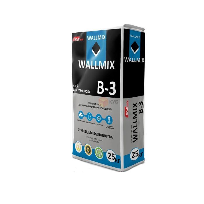 Клей для газоблоку Wallmix B-3, 25 кг (48)