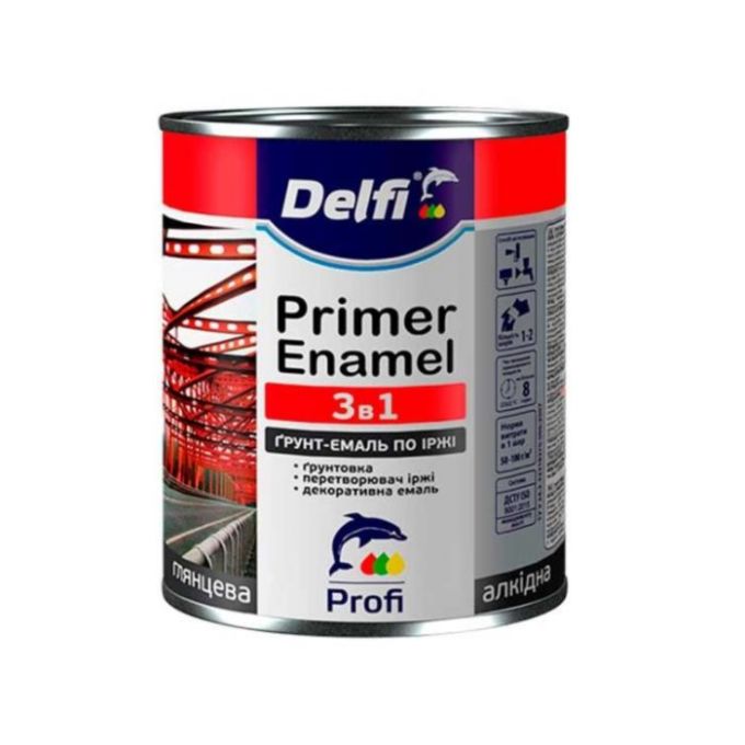 Грунт-эмаль по ржавчине 3 в 1, красная, ТМ «Delfi» - 2,8 кг.
