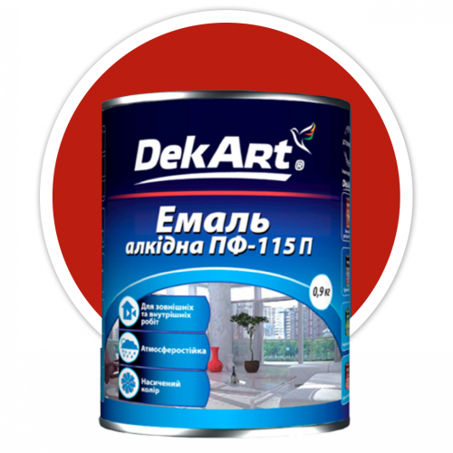 Эмаль алкидная ПФ-115П красная ТМ "DekArt" – 2,8 кг.