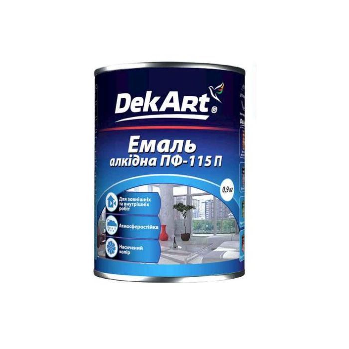 Емаль алкідна ПФ-115П червона ТМ "DekArt" - 2,8 кг.