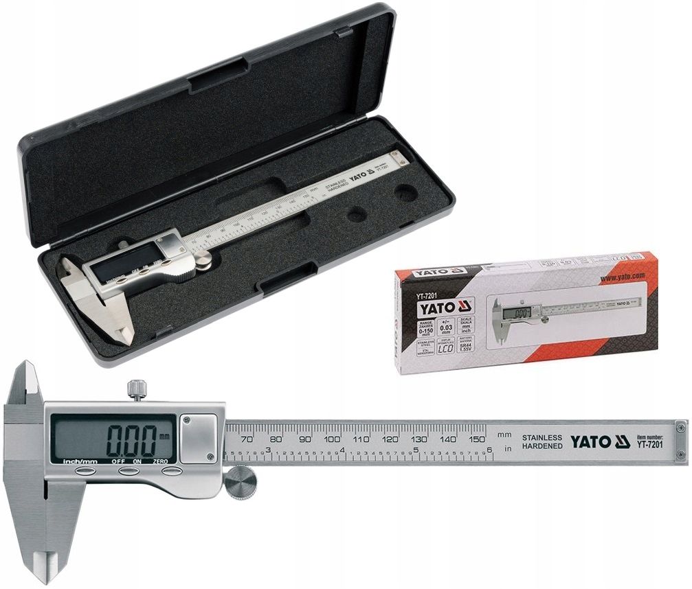 Штангенциркуль електронний YATO : L= 150 мм, точність ± 0,03 мм