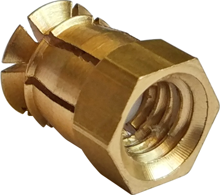 Втулка 8х12/М6 латунь з/пласт.кулькою