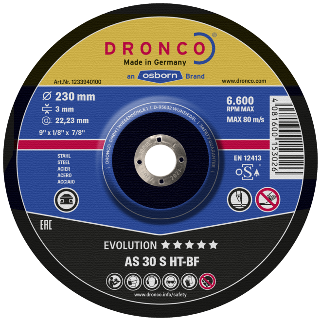 Диск по чав./кол.мет.125x3.0х22.2 Dronco