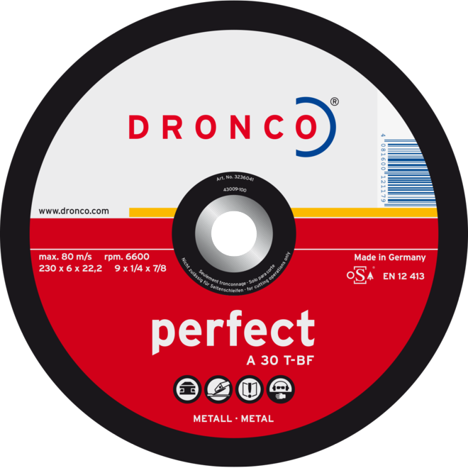 Диск шліфув. 230х6x22.2 мет Dronco