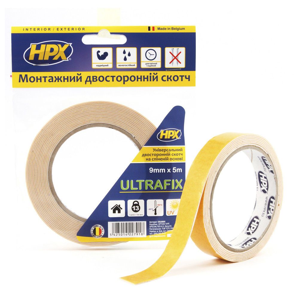 HPX Стрічка 2-ст.універс.12мм*5м біла DSU1205