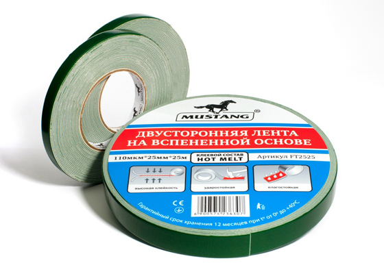 Стрічка 2-ст.спінен.25мм*10м зелена Mustang