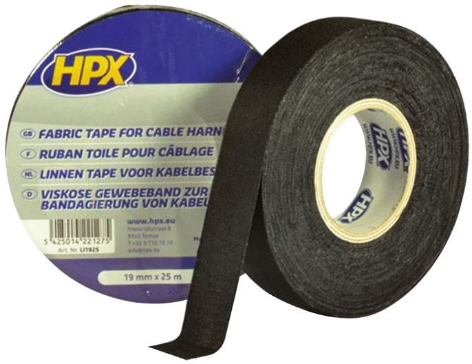 HPX Ізострічка тканин.19мм*25м чорн.LI1925