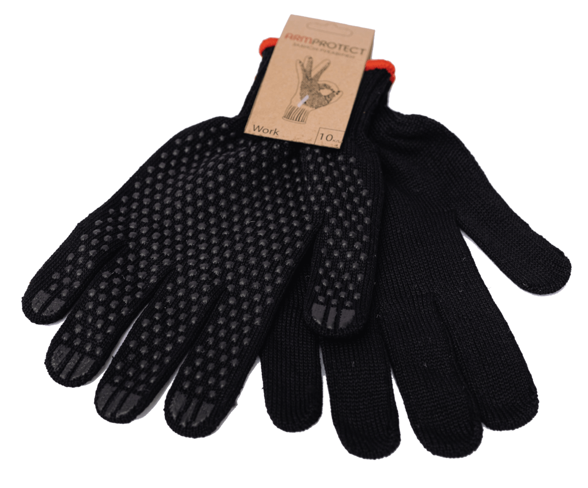 Рукавички ПВХ-точка, 50ХБ/50ПЕ, 10кл, XL(10), чорні, Armprotect Work