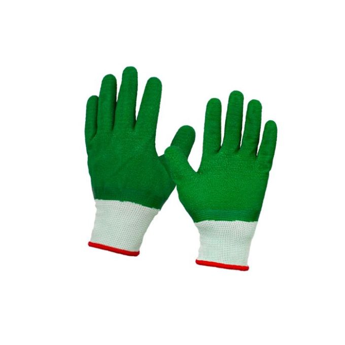 Рукавички Yoshimoto трикотажні зелені з повним латексним обливом, р10 з етикеткою