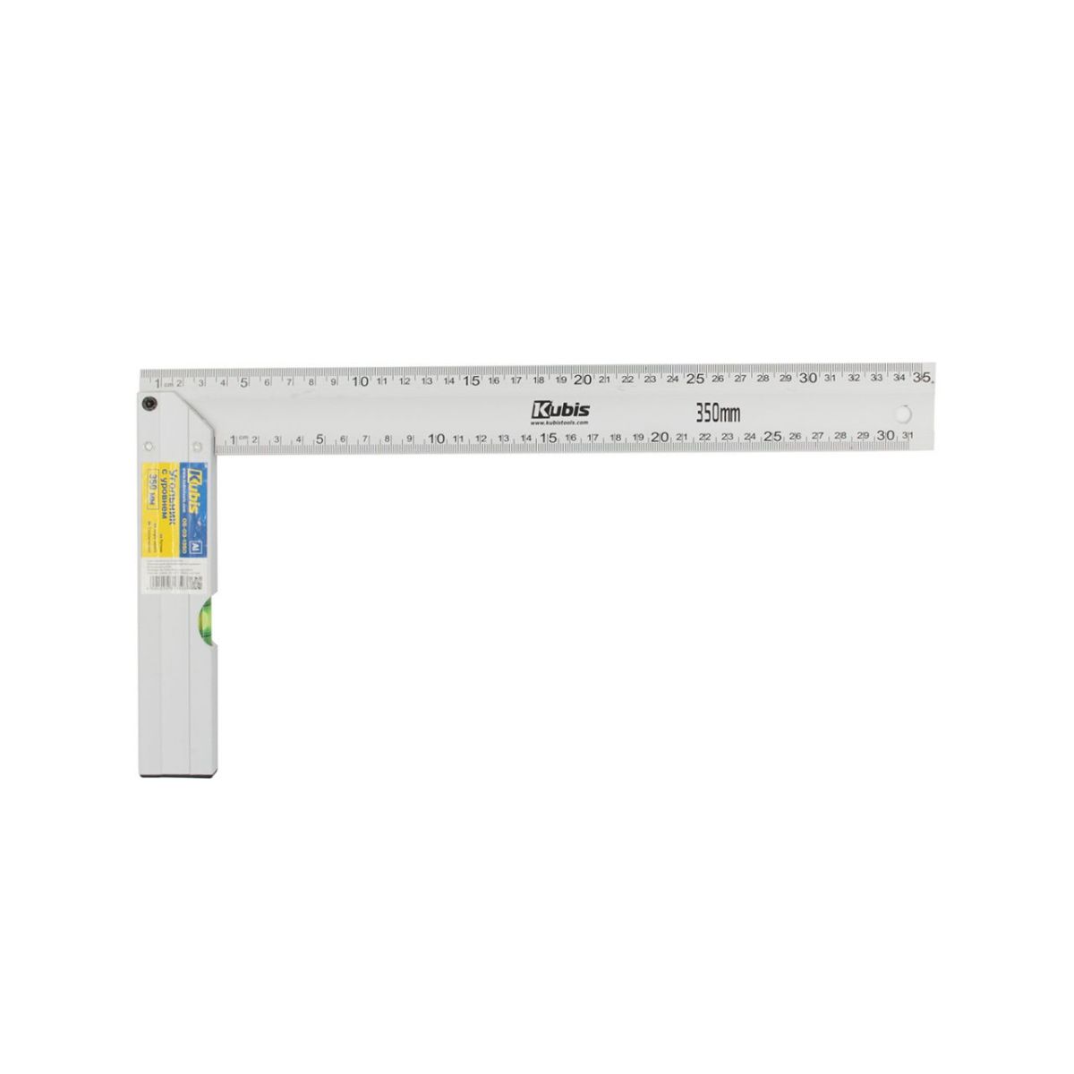 Кутник будівельний алюмінієвий з рівнем 350 мм, ТМ Kubis