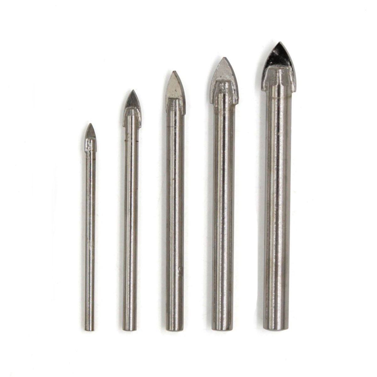 Сверло по стеклу и керамике 2 резца набор 5 шт, 4/5/6/8/10 мм, YG6X, ТМ Kubis