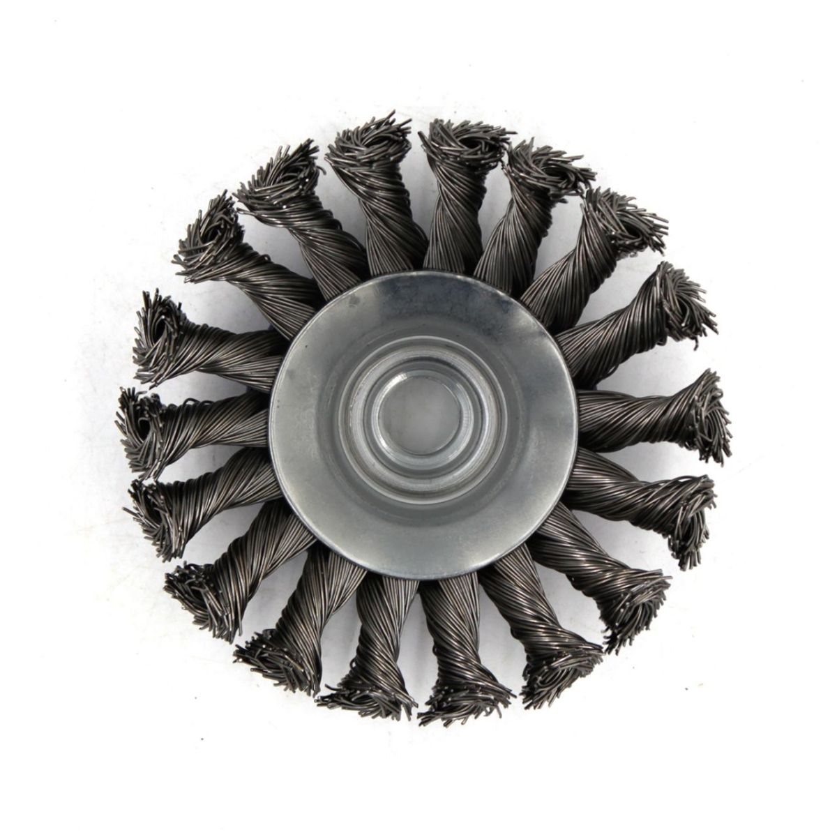 Щітка-крацовка конічна для УШМ Ø125 мм, сталева жгутована, ТМ Kubis