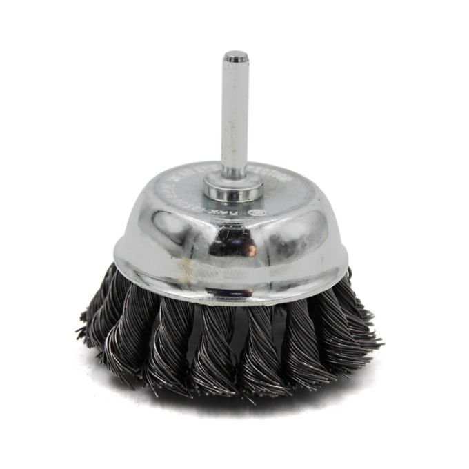 Щітка-крацовка чашкова для дрилі Ø75 мм, сталева жгутована, ТМ Kubis
