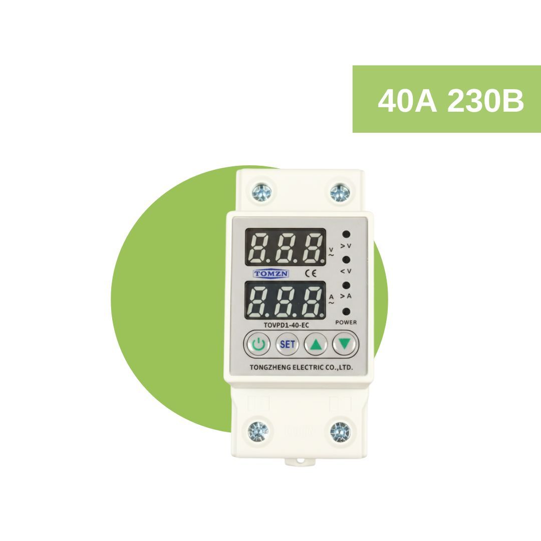 Реле контролю напруги та струму 40А 230В на DIN-рейку з регулюванням та дисплеєм VA-Protector