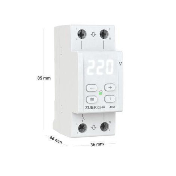 Реле напруги 1-фазне, 40А Zubr D2-40