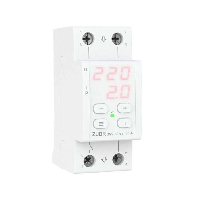 Реле напруги 1-фазне, 50А Zubr D2-50 red