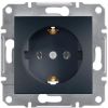 Розетка з контактом, що заземлює, Asfora (антрацит)