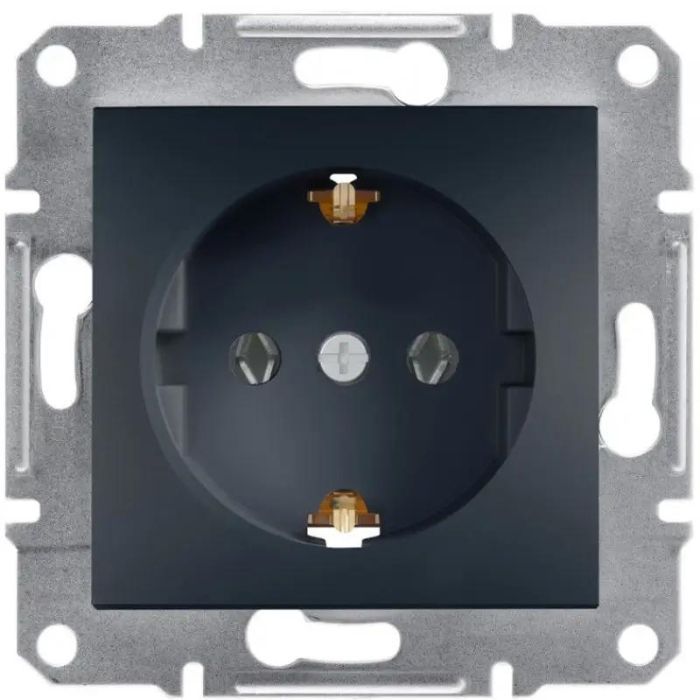 Розетка з контактом, що заземлює, Asfora (антрацит)