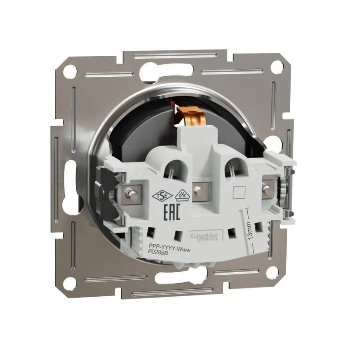 Розетка з контактом, що заземлює, Asfora (антрацит)