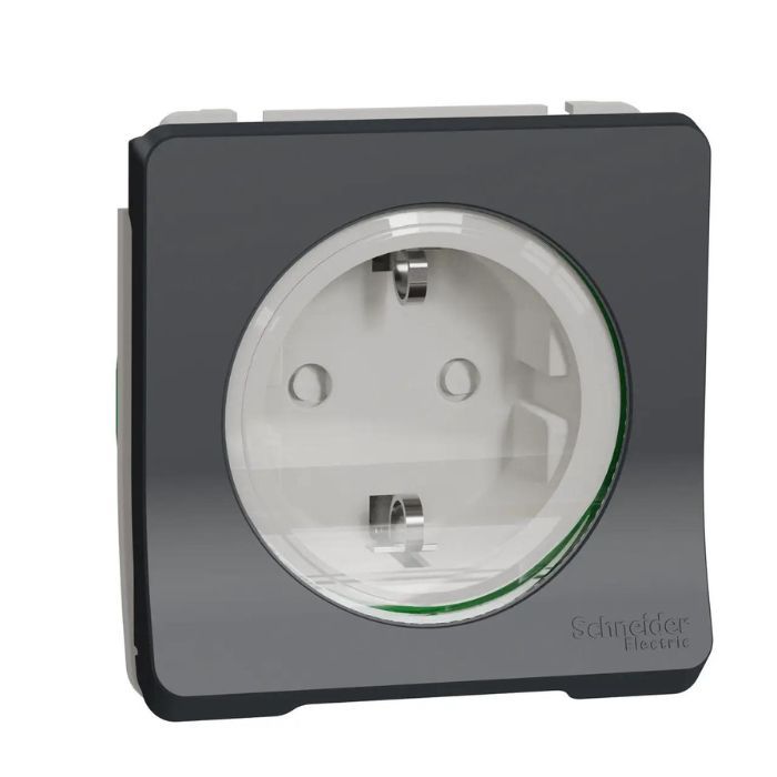 Механізм розетки з з/к та шторками IP55, чорний Mureva Styl