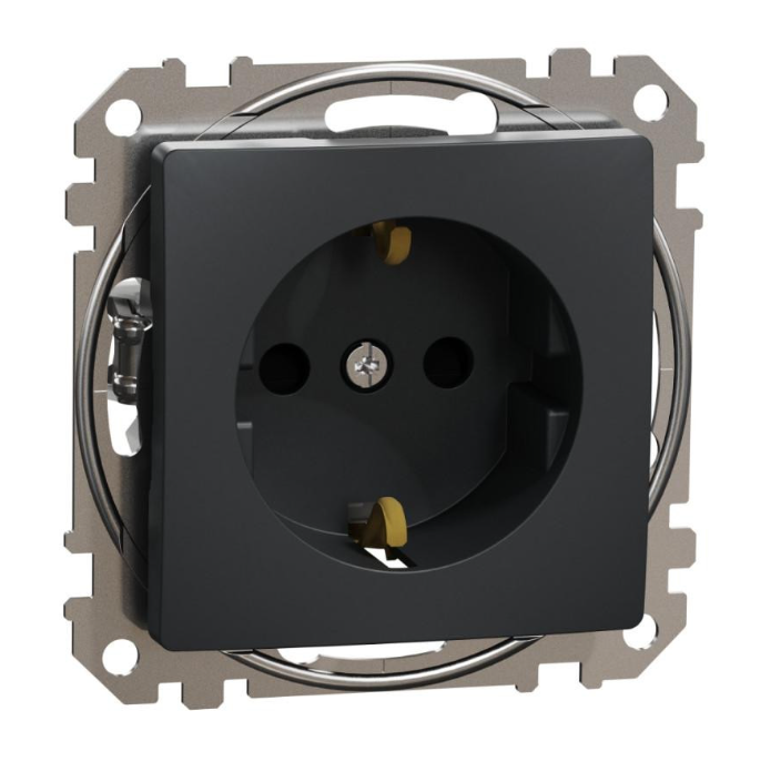 Розетка из ж/к со шторками SE Sedna Design черный