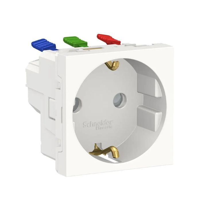 Розетка із заземленням, з шторками, з швидкозатиск. клемами, 16А, 250В, Unica New білий