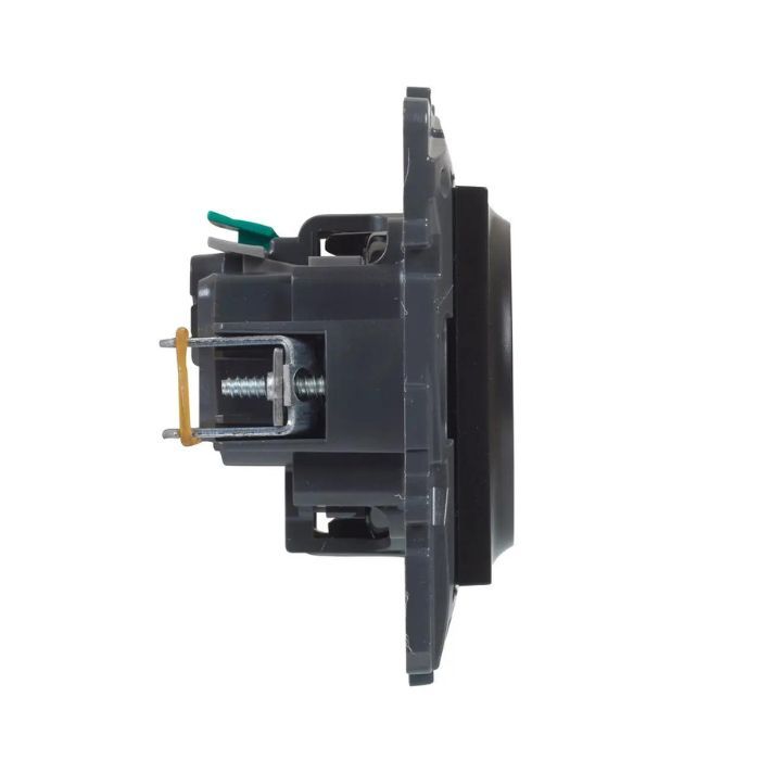 Розетка силовая 2К+С со шторками 16А, 250 В автоматические клеммы, цвет Черный NILOE STEP