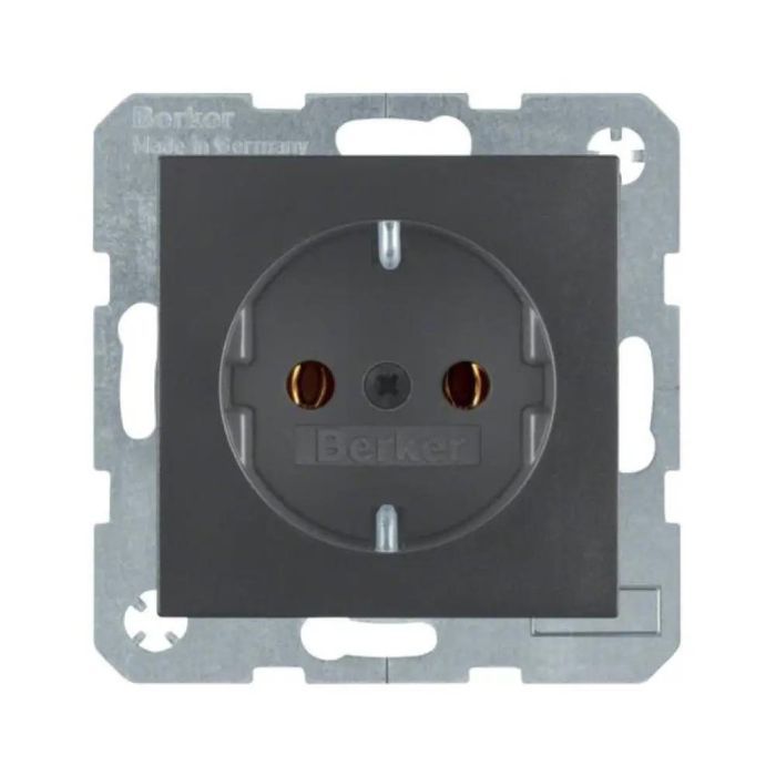 Розетка з з/к, антрацит, 16А/250В B.3/B.7 GLAS
